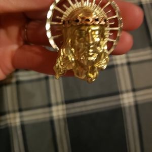 Jesus pendant. Two tone 10k gold.